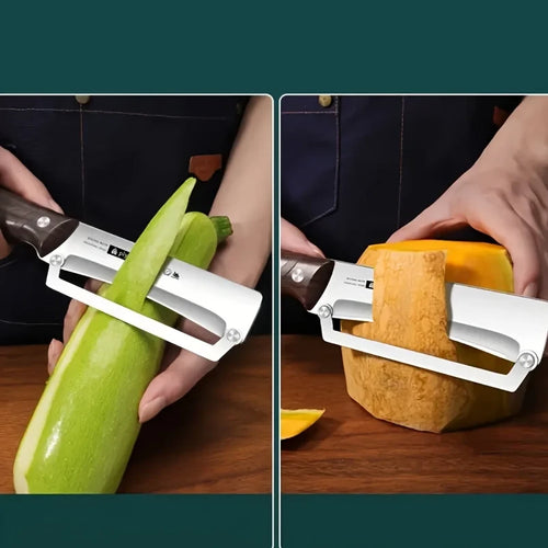 Stainless Steel Vegetable & Fruit Peeler with Wooden Handle – Ergonomic Kitchen Peeler