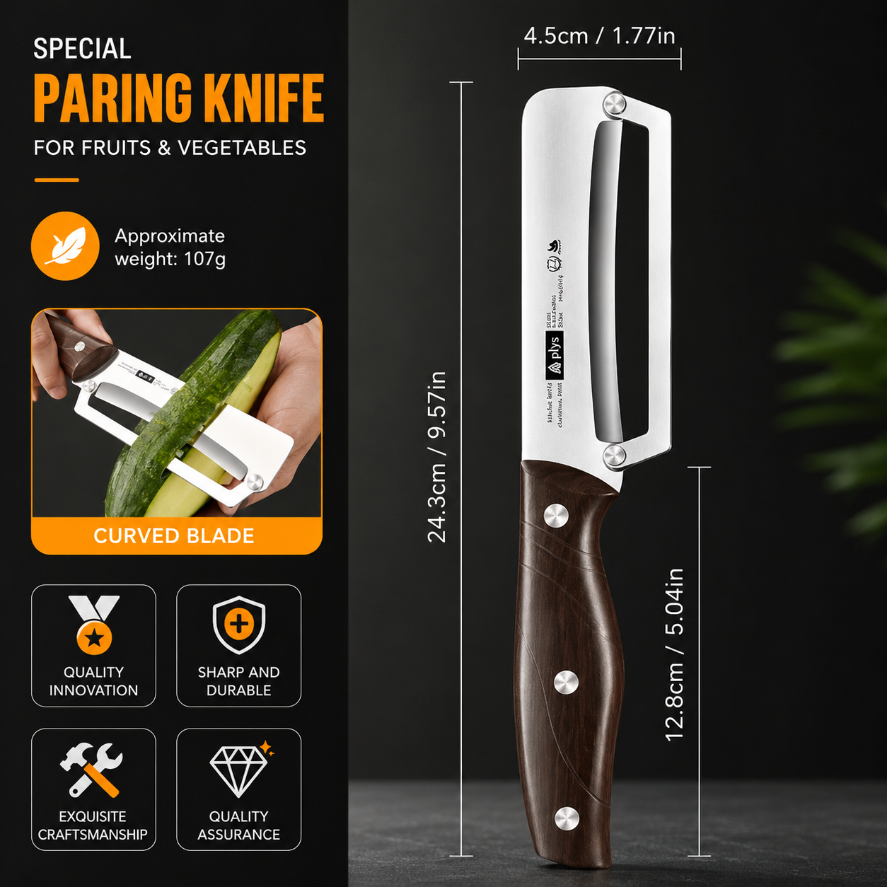 Stainless Steel Vegetable & Fruit Peeler with Wooden Handle – Ergonomic Kitchen Peeler
